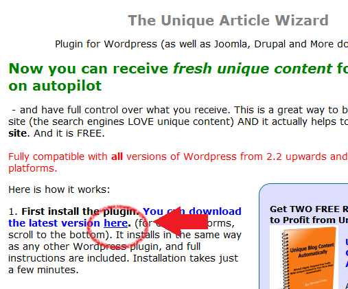 Installing Unique Article Wizard WordPress plugin